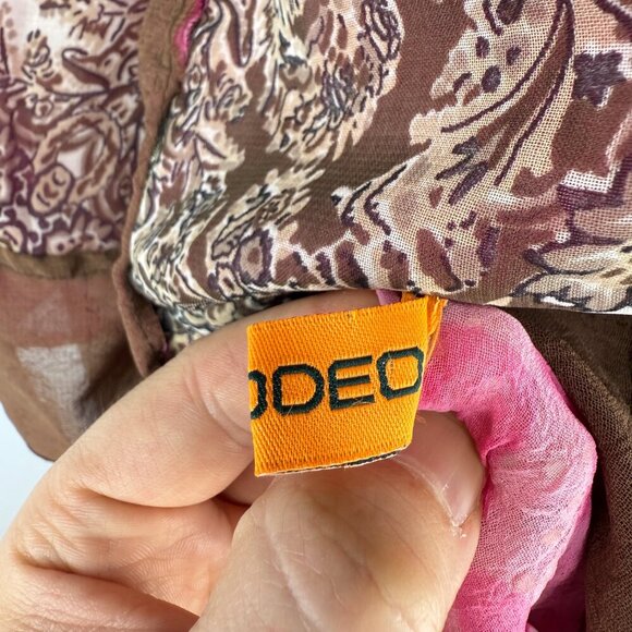 EL RODEO Designer Japanese Harajuku Kawaii Patchwork Boho Flowy Pink Brown S - Picture 7 of 11